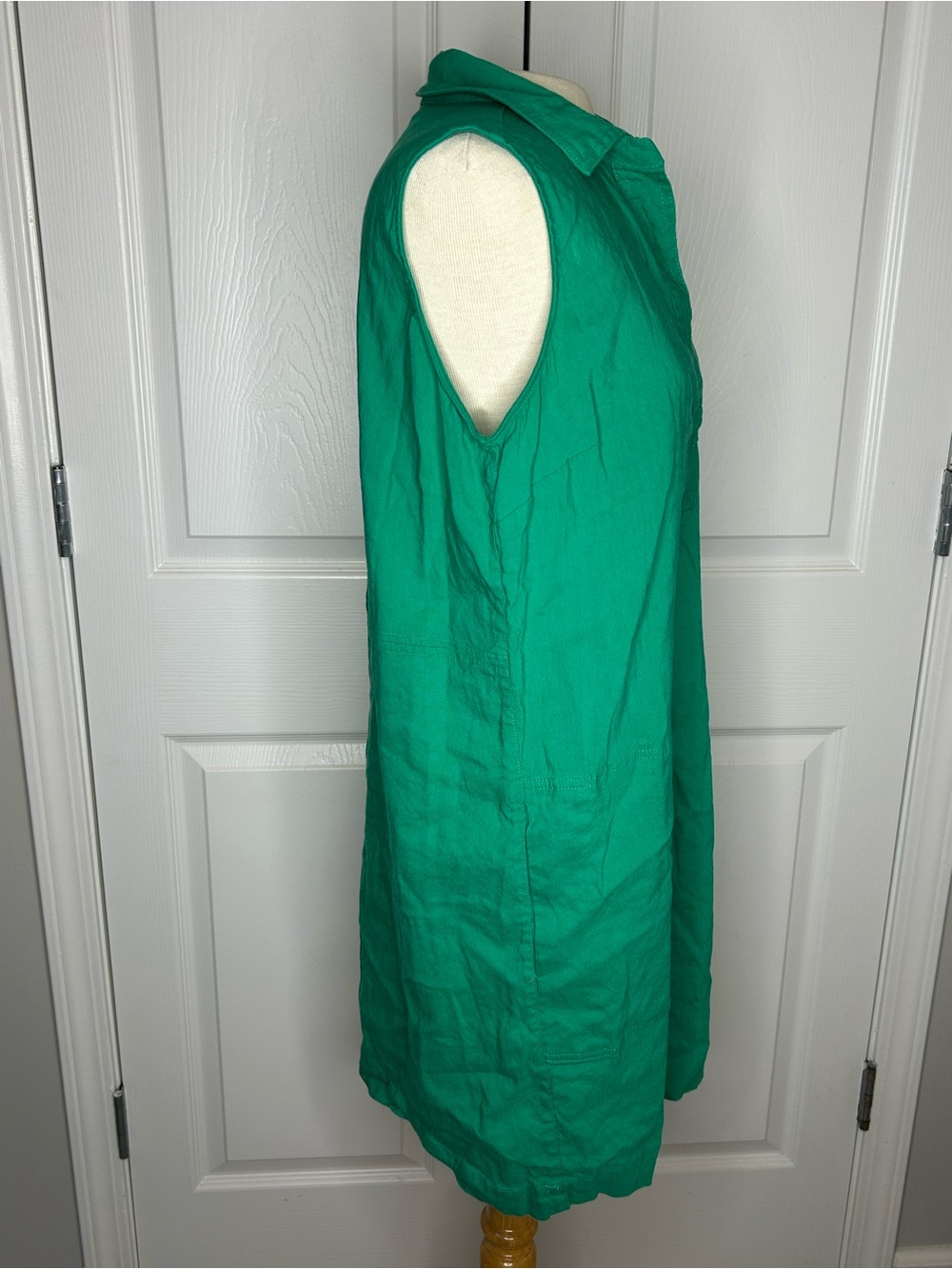 Tahari Green Sleeveless Linen Blend Shift Dress with Pockets Size 10 - Picture 3 of 10